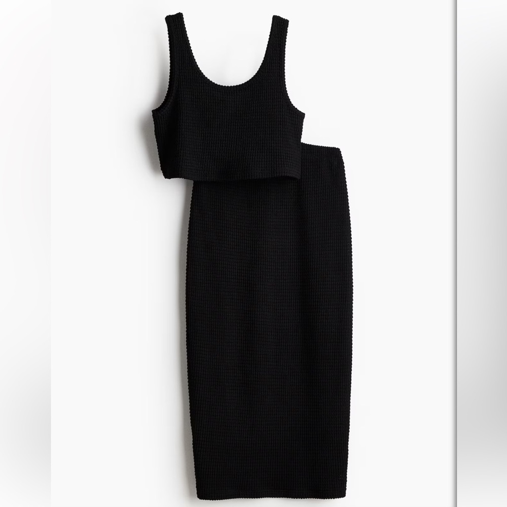 H&M Black Knit Two-Piece Skirt Set